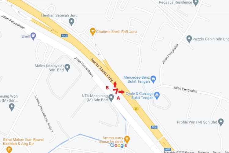 2 Sided Vertical Unipole Billboard at NSE Highway KM 141 - Juru Autocity, Perai, Penang