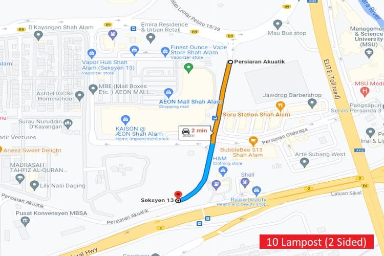 20 Panel Fixed Panel Street Bunting Billboard at Persiaran Akuatik, Seksyen 13, Shah Alam, Selangor