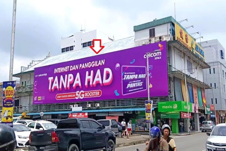 1 Sided Horizontal Wall-Banner Billboard at Jun Rong Economy Market, Sibu, Sarawak