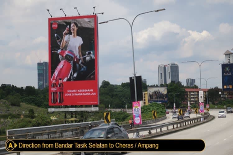 2 Sided Vertical Unipole Billboard at MRR2 Highway KM36.15, Bandar Tasik Selatan / Taman Connaught, Kuala Lumpur
