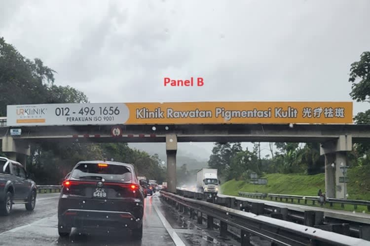 2 Sided Horizontal Overhead Bridge Billboard at NSE Highway KM308, Jeram, Perak