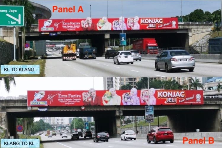 2 Sided Overhead Bridge Billboard at KESAS KM38.75, Subang Jaya, Selangor