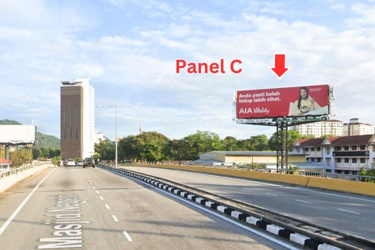 3 Sided Horizontal Unipole Billboard at Jalan Masjid Negeri / Jalan Air Itam / Jalan Scotland, Jelutong, Penang (on Wisma Pandu Puteri)