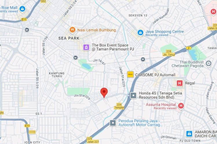 Map - Vertical Minipole Billboard at Persiaran P.P Narayanan, Seksyen 14, Petaling Jaya, Selangor (near Shell Petrol Station)