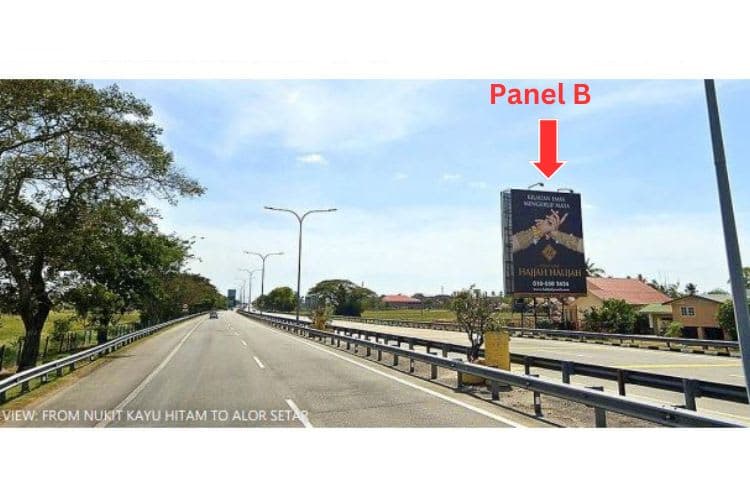 2 Sided Vertical Minipole Billboard at NSE Highway KM 41.2, Alor Setar, Kedah (near Hutan Kampung Toll Plaza)