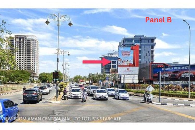 2 Sided Vertical Minipole Billboard at Darul Aman Highway / Jalan Teluk Wanjah, Alor Setar, Kedah (infront Aman Central Mall)