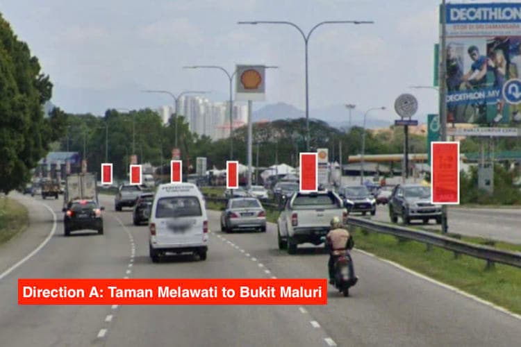 8 Panel Fixed Panel Street Bunting Billboard at MRR2 Bukit Maluri - Taman Melati, Selangor (Bukit Maluri - Bulatan Batu Caves / Sri Gombak - Taman Melati)