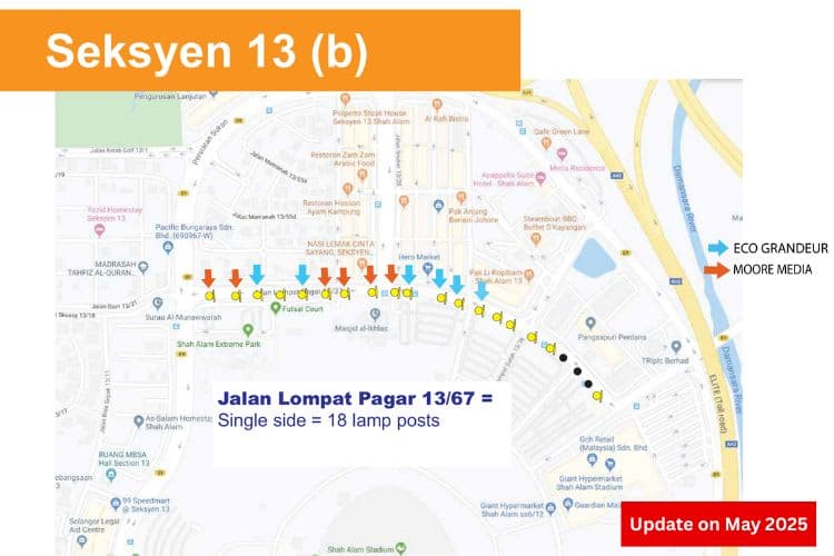 18 Panel Fixed Panel Street Bunting Billboard at Jalan Lompat Pagar 13/67, Seksyen 13, Shah Alam, Selangor