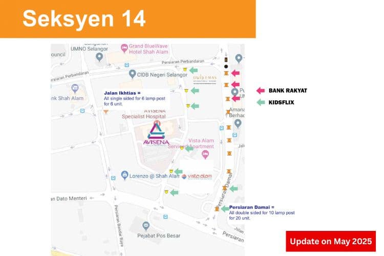 26 Panel Fixed Panel Street Bunting Billboard at Seksyen 14, Persiaran Damai & Persiaran Ikhtisas, Shah Alam, Selangor (near Avisena Hospital)