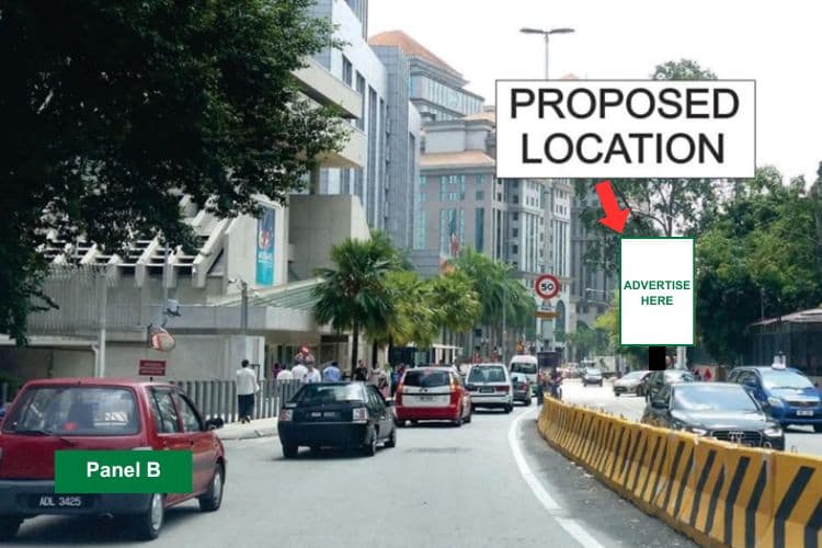 2 Sided Vertical Minipole Billboard at Jalan Yap Kwan Seng, Kuala Lumpur