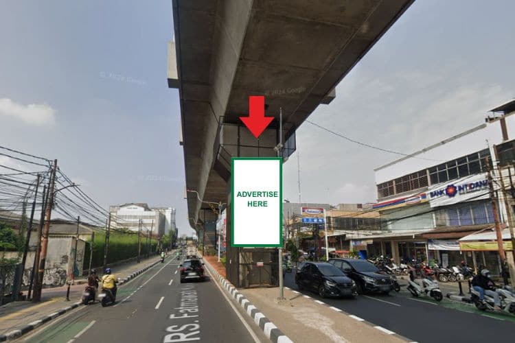 8 Panel Vertical Pillar Billboard at Jl. RS Fatmawati Raya, Cipete Utara, Kebayoran Baru, Jakarta Selatan, DKI Jakarta  (Cipete Raya Set 4)