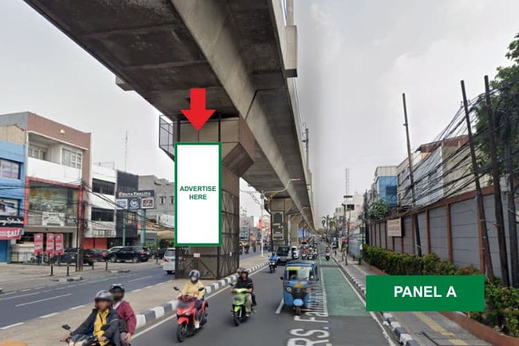 10 Panel Vertical Pillar Billboard at Jl. RS Fatmawati Raya, Cipete Utara, Kebayoran Baru, Jakarta Selatan, DKI Jakarta  (Cipete Raya Set 7)