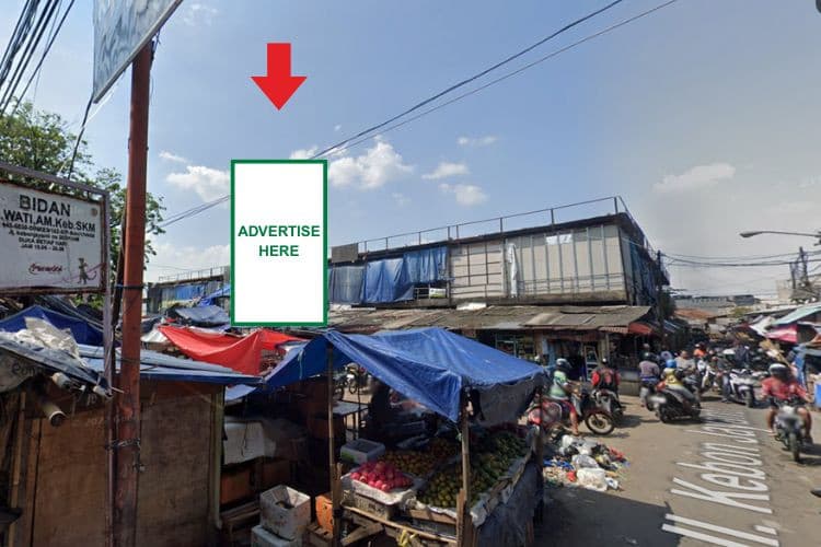 1 Panel Vertical Static Billboard di Pasar Kiaracondong, Bandung, Jawa Barat 