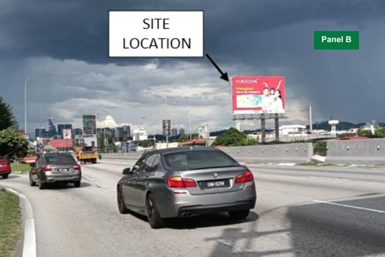 2 Sided Horizontal Twinpole Billboard at Federal Highway KM29.9, Petaling Jaya, Selangor (near Sunway exit)