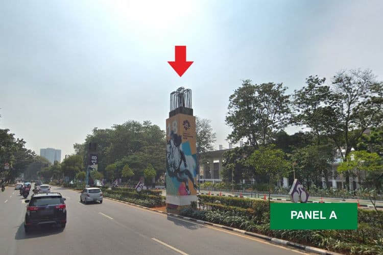 1 Sided Vertical Pillar Billboard at Jl. Asia Afrika, Senayan, Jakarta Selatan, DKI Jakarta  (C)
