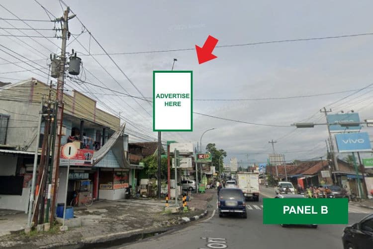 1 Panel Static Billboard at Jl. Raya Wates, Yogyakarta, Daerah Istimewa Yogyakarta  (Five Intersection Nyi Ageng Serang Statue B)