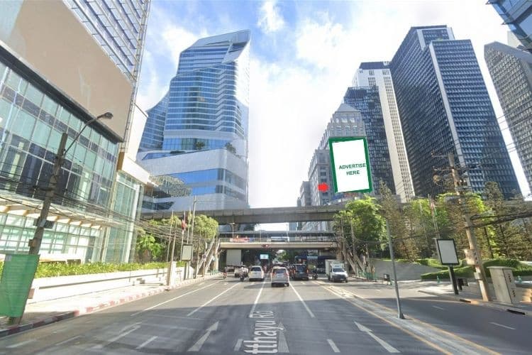 1 Panel Vertical Building Wrap Billboard at Wave Place Building, Bangkok, Pathum Wan, Bangkok