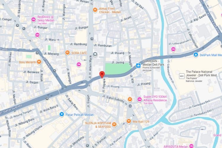 Map - Horizontal Static Billboard at Jl. Guru Patimpus, Medan, Sumatera Utara  (Nearby Milo Karaoke B)