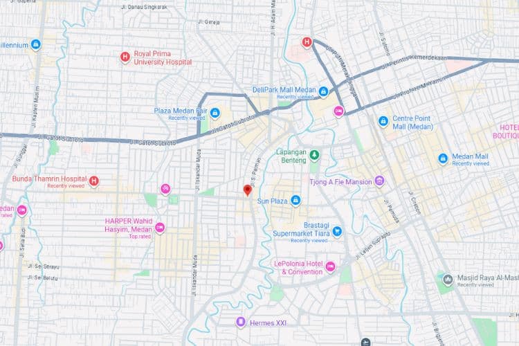 Map - Vertical Static Billboard at Jl. Gajah Mada, Medan, Sumatera Utara  (Intersection S.Parman)