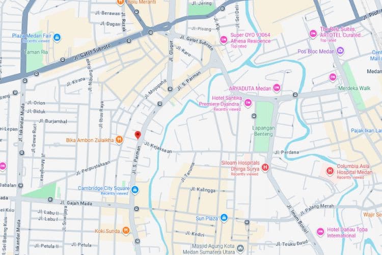 Map - Vertical Static Billboard at Jl. Kejaksaan, Medan, Sumatera Utara  (Intersection S. Parman)