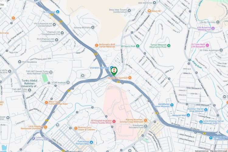 Map - Overhead Bridge Billboard at Jalan Genting Kelang / Jalan Kolam Air, Kuala Lumpur (at MRR2 Highway flyover near TARUMT)