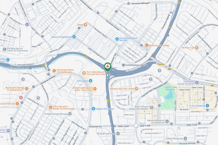 Map - Overhead Bridge Billboard at LDP Highway /  Jalan Kuala Selangor, Sri Damansara, Petaling Jaya, Selangor (A3)