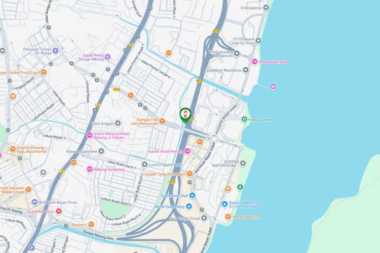 Map - Horizontal Unipole Billboard at Jalan Tun Dr Lim Chong Eu, Gelugor, Penang