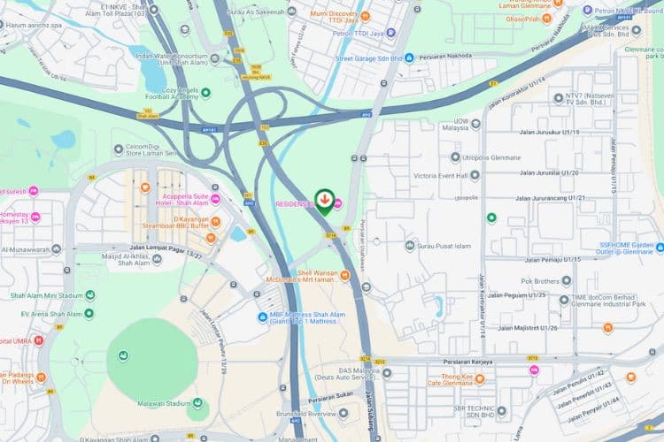 Map - Free Standing Billboard at Persiaran Subang / Jalan Monfort, Shah Alam, Selangor (towards Sultan Abdul Aziz Shah Airport)