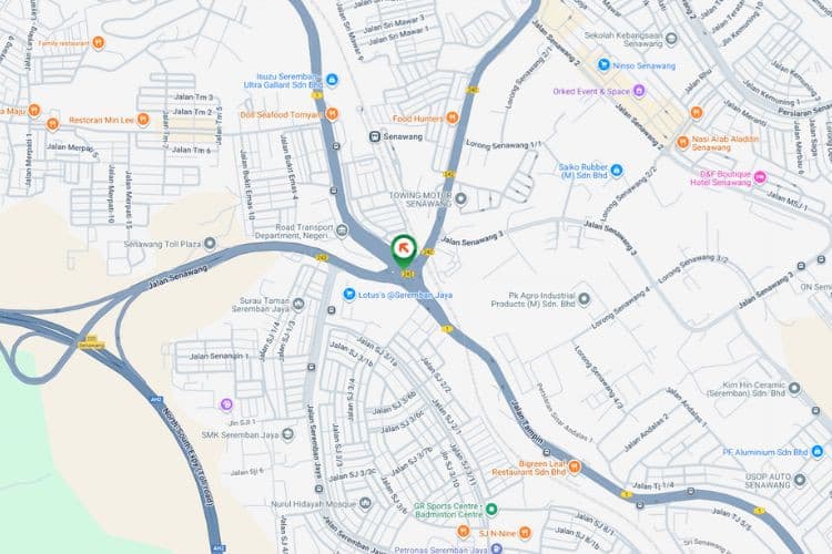 Map - Overhead Bridge Billboard at Jalan Rahang / Jalan Senawang, Seremban, Negeri Sembilan (Nearby Lotus's Seremban Jaya, from Seremban town)
