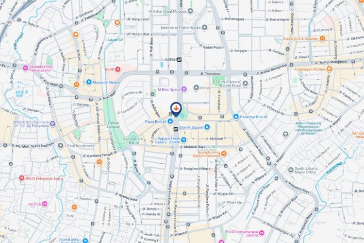 Map - Vertical Videotron Billboard at Jl. Panglima Polim, Kebayoran Baru, Jakarta Selatan, DKI Jakarta  (Blok M Set 1)