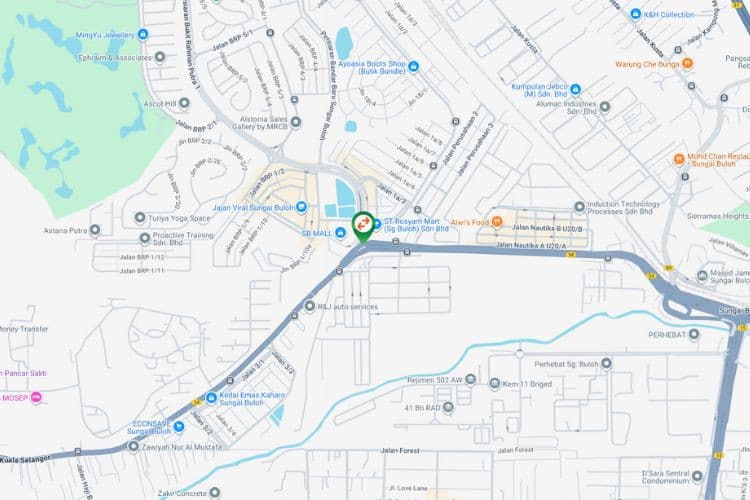 Map - Overhead Bridge Billboard at Jalan Kuala Selangor, Sungai Buloh, Selangor (near SB Mall)