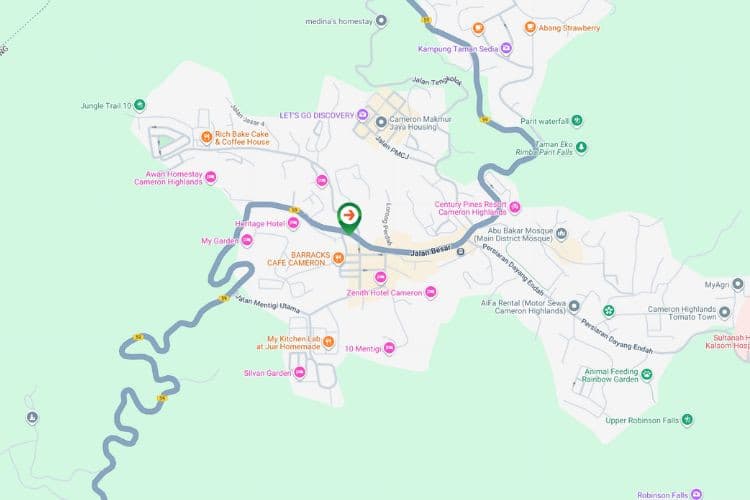 Map - Vertical Minipole Billboard at Tanah Rata, Cameron Highlands, Pahang