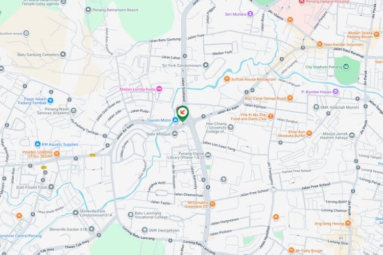 Map - Minipole Billboard at Jalan Air Itam, George Town, Penang (to Wisma Pandu Puteri)
