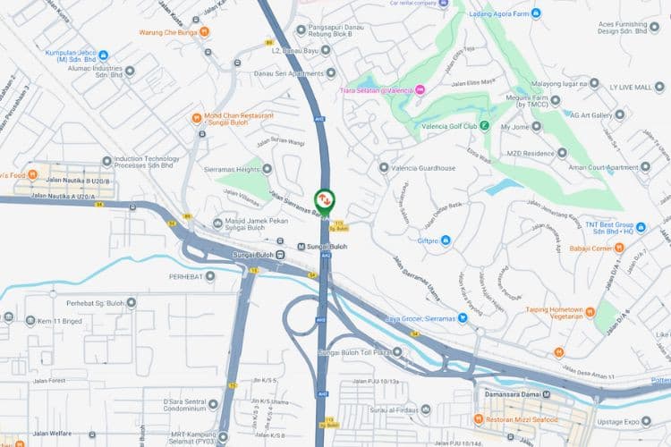 Map - Overhead Bridge Billboard at NSE Highway KM456, Sierramas Interchange, Sungai Buloh, Selangor