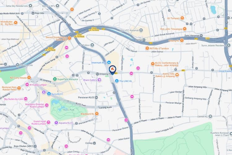 Map - Vertical Digital Screen Billboard at Jalan Tun Razak / Jalan Ampang, Kuala Lumpur (near The Intermark & The Linc)