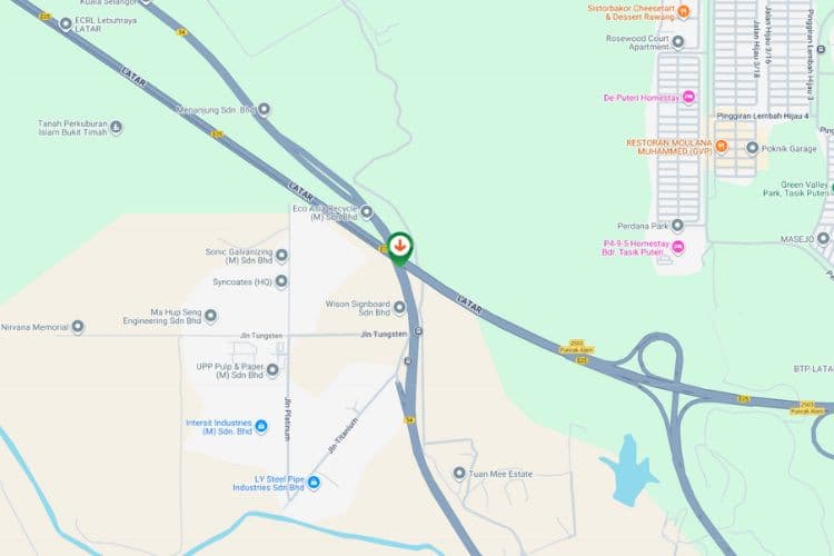 Map - Overhead Bridge Billboard at LATAR KM10.9, Rawang, Selangor (towards Kota Puteri)