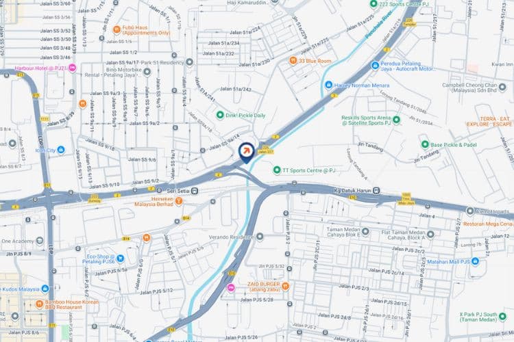 Map - Vertical Digital Screen Billboard at Federal Highway, Petaling Jaya, Selangor (opposite Cycle & Carriage)