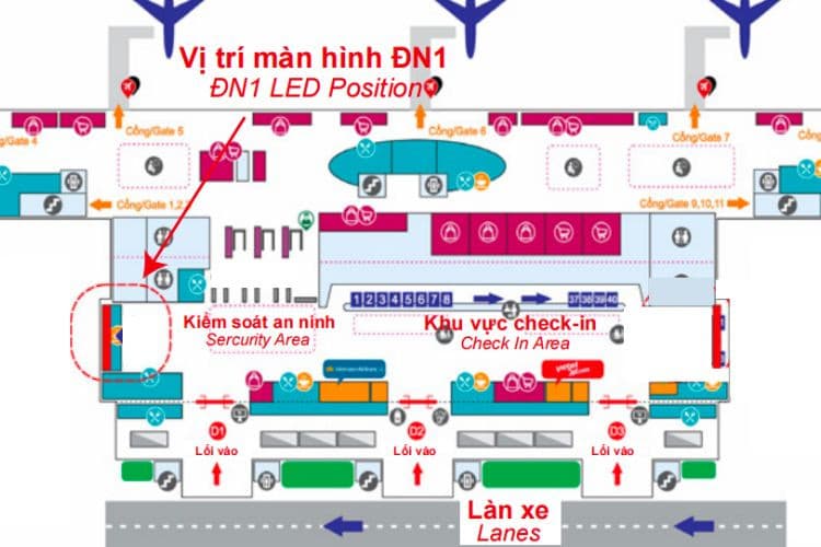 Map - Horizontal Airport LED Screen Billboard at Da Nang International Airport, Da Nang City
