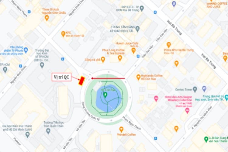 Map - Horizontal Digital Screen Billboard at 11A Pham Ngoc Thach, District 3, Ho Chi Minh City (Turtle Lake)