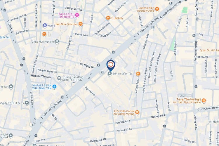 Map -Horizontal LED Screen Billboard at 395 Kinh Duong Vuong, Binh Tan District, Ho Chi Minh City (Mien Tay Bus Station)