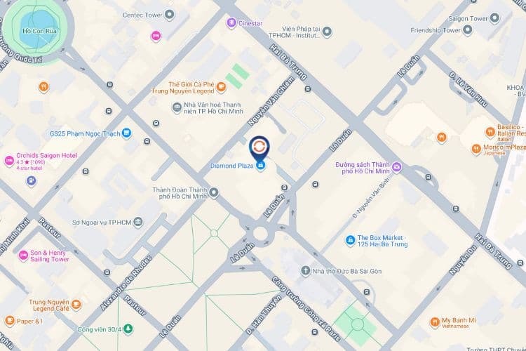Map - Horizontal LED Screen Billboard at 34 Le Duan, District 1, Ho Chi Minh City (Diamond Plaza)