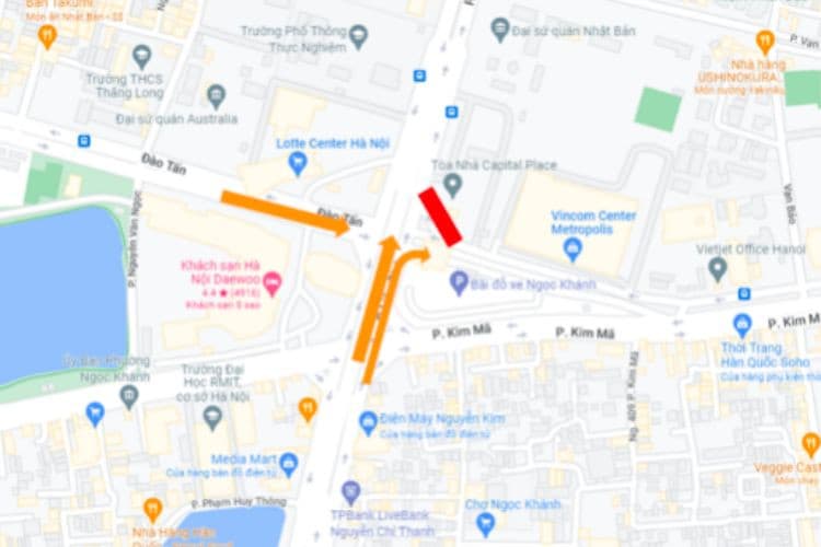 Map -  LED Screen Billboard at 29 Lieu Giai, Ba Dinh District, Ha Noi City (Capital Place Building)