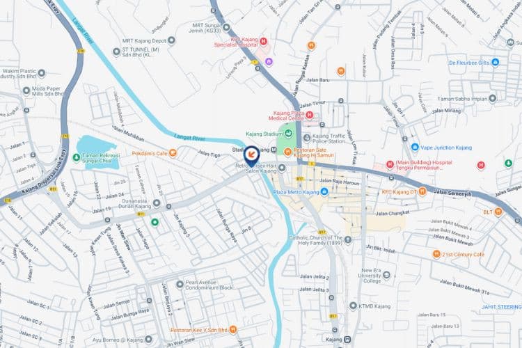 Map - Vertical Digital Screen Billboard at Jalan Sungai Chua, Kajang, Selangor (near Stadium Kajang & Kajang MRT Station)