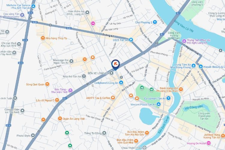 Map -  Horizontal LED Unipole Billboard at Hung Vuong, Tan An Ward, Tay Ninh (Hung Vuong - QL1A Intersecton)