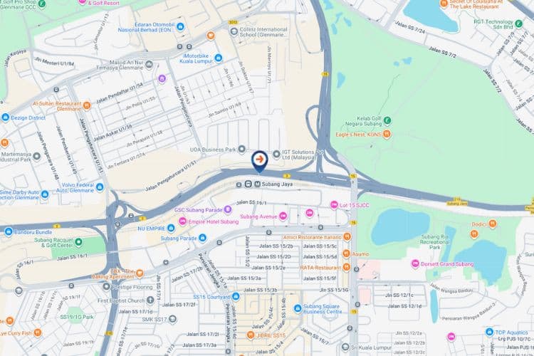 Map - Digital Gantry Billboard at Federal Highway KM18.8, Shah Alam, Selangor (beside LRT Station Subang Jaya & UOA Subang)