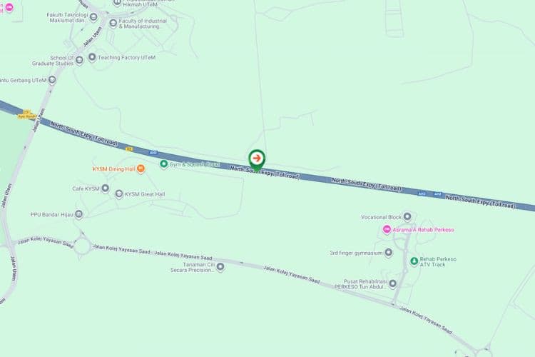 Map - Vertical Minipole Billboard at NSE Highway KM193.4, Durian Tunggal, Melaka (NB)