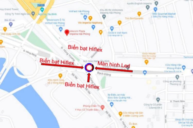 Map - Curved Digital Screen Billboard at Hung Vuong, Hong Bang Ward, Hai Phong City (Vincom Imperia Roundabout)