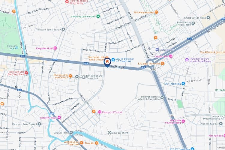 Map - Horizontal LED Unipole Billboard at Le Loi - Ly Nam De Intersection, Hac Thanh Ward, Thanh Hoa