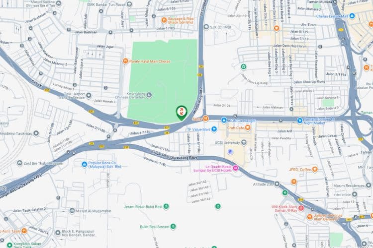Map - Vertical Unipole Billboard at MRR2 Highway KM36.15, Bandar Tasik Selatan / Taman Connaught, Kuala Lumpur