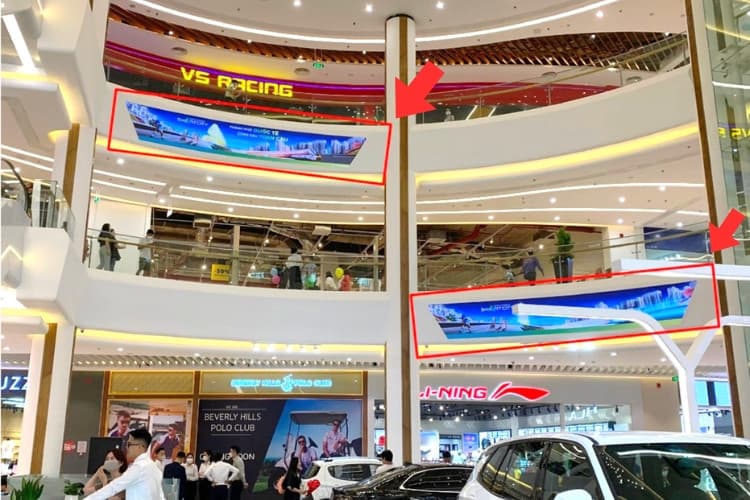 2 bảng màn hình LED ốp tường nằm ngang tại Vincom Mega Mall Smart City, phường Xuân Phương, TP. Hà Nội